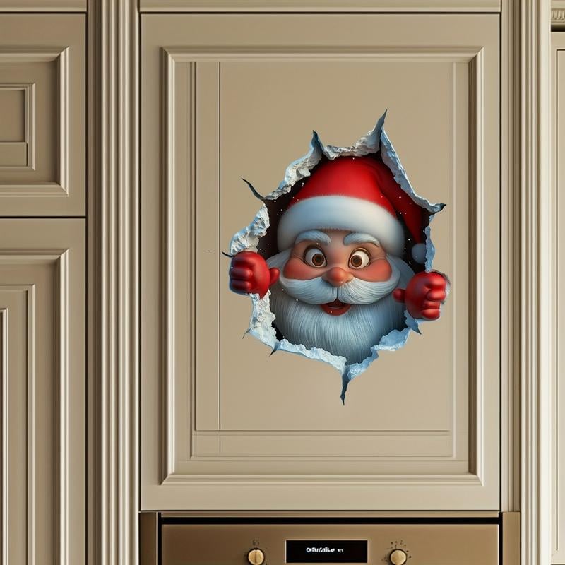 3D Breakthrough Santa Wall Sticker