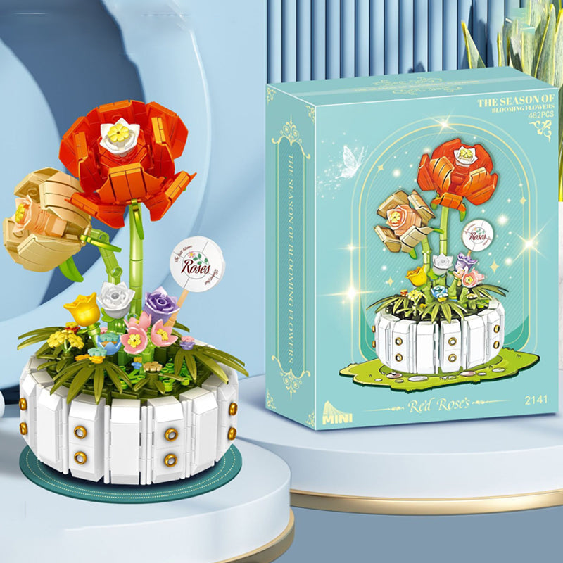 Bouquet potted building blocks toys