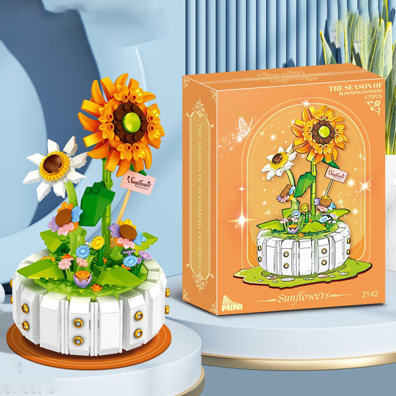 Bouquet potted building blocks toys
