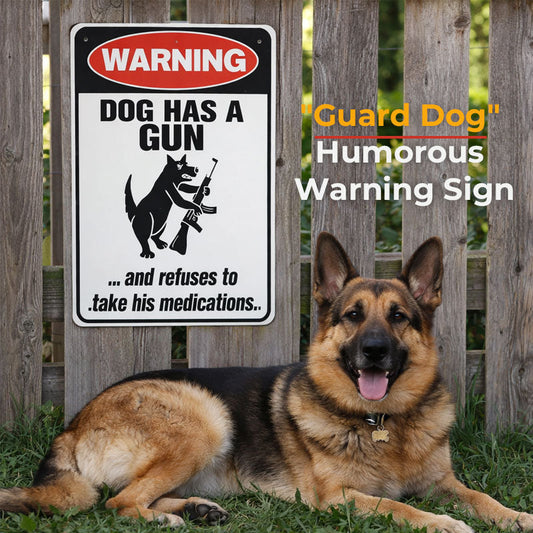 Warning: Dog Has a Gun Sign