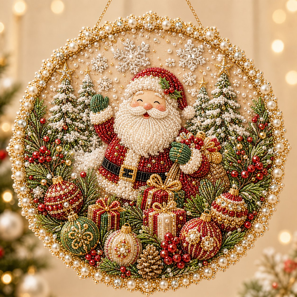 DIY Christmas Pearl Art Wreath Kit