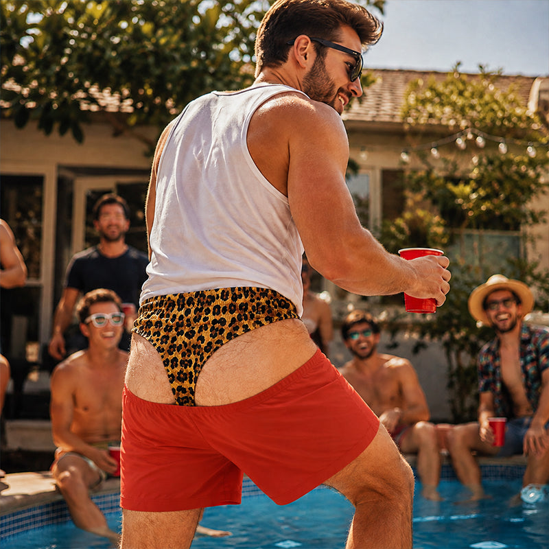 Funny Leopard Print Swim Trunks