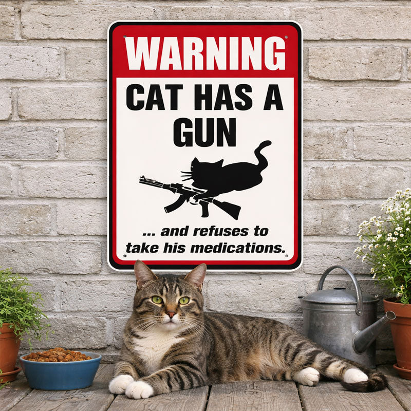 Warning: Dog Has a Gun Sign