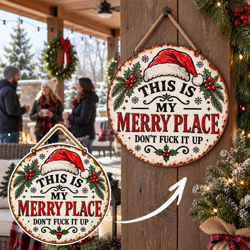 “This Is My Merry Place” Christmas Door Sign