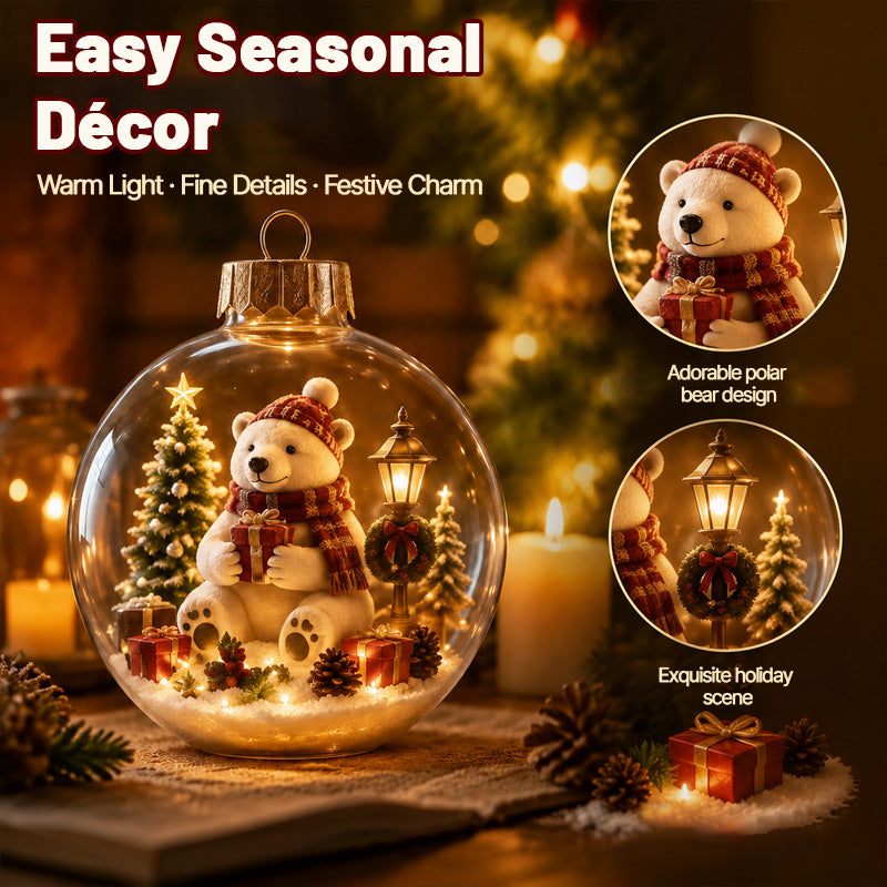 Cozy Christmas Animal Scene Ornament