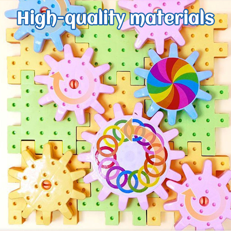 Electric gear rotating building block toys
