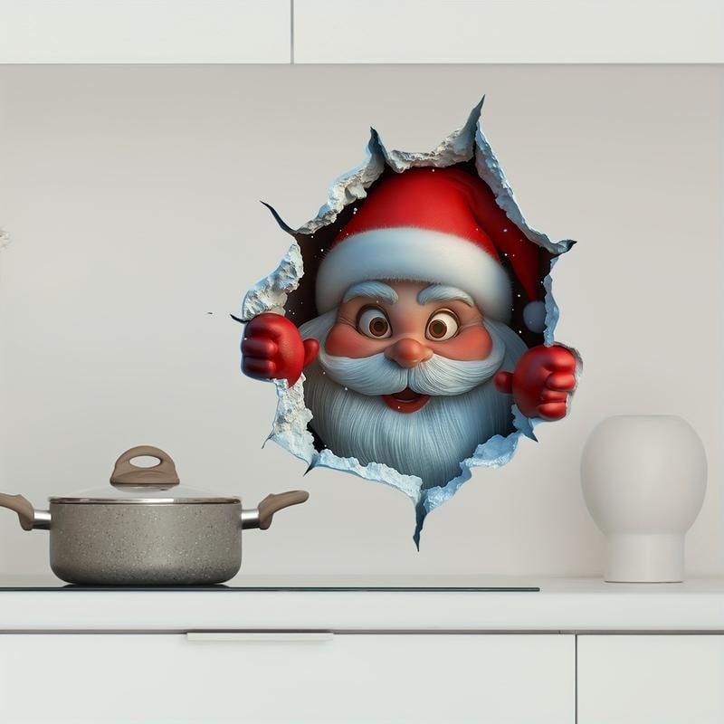 3D Breakthrough Santa Wall Sticker