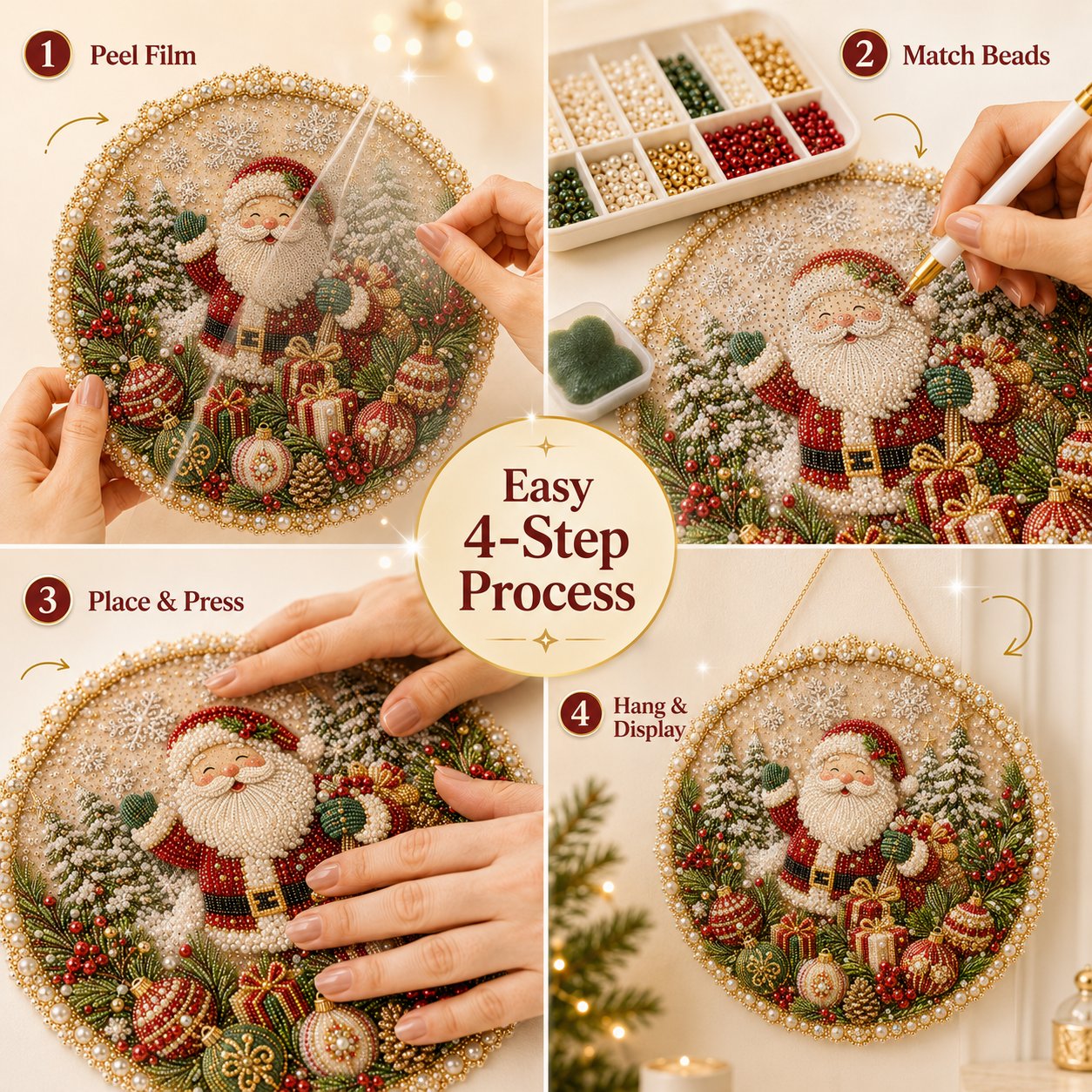 DIY Christmas Pearl Art Wreath Kit