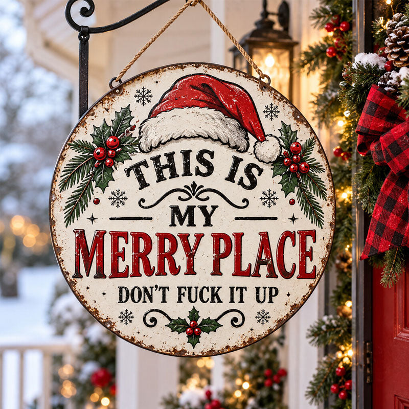 “This Is My Merry Place” Christmas Door Sign