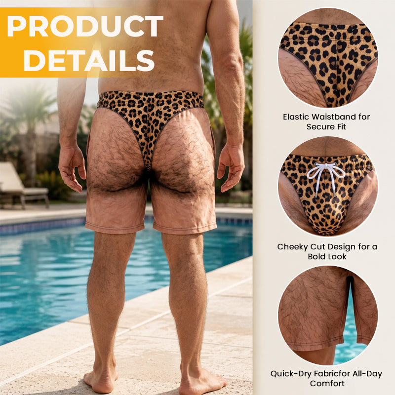 Funny Leopard Print Swim Trunks
