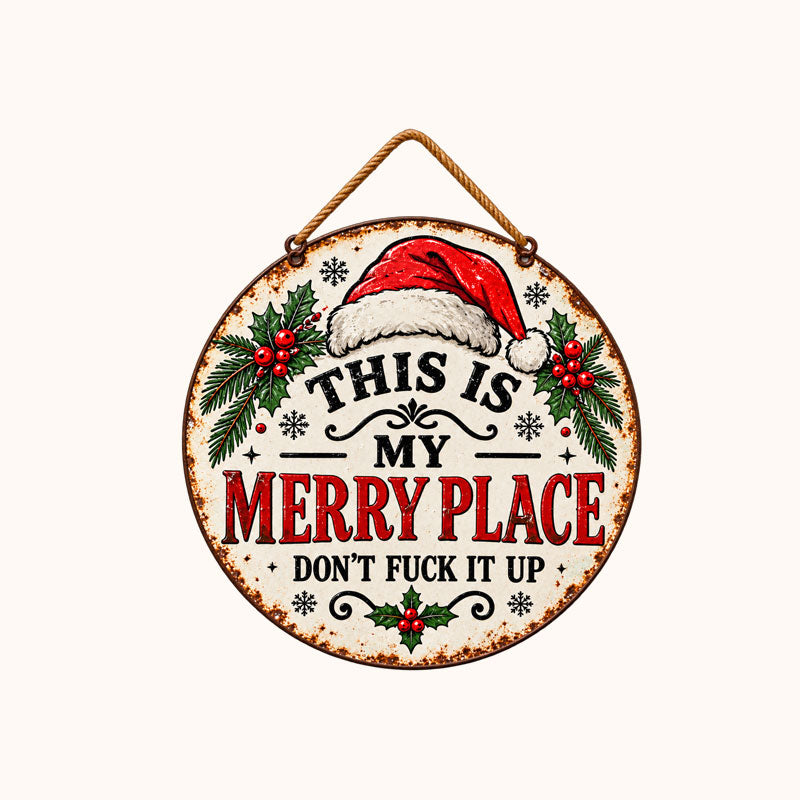 “This Is My Merry Place” Christmas Door Sign