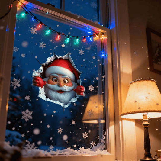 3D Breakthrough Santa Wall Sticker